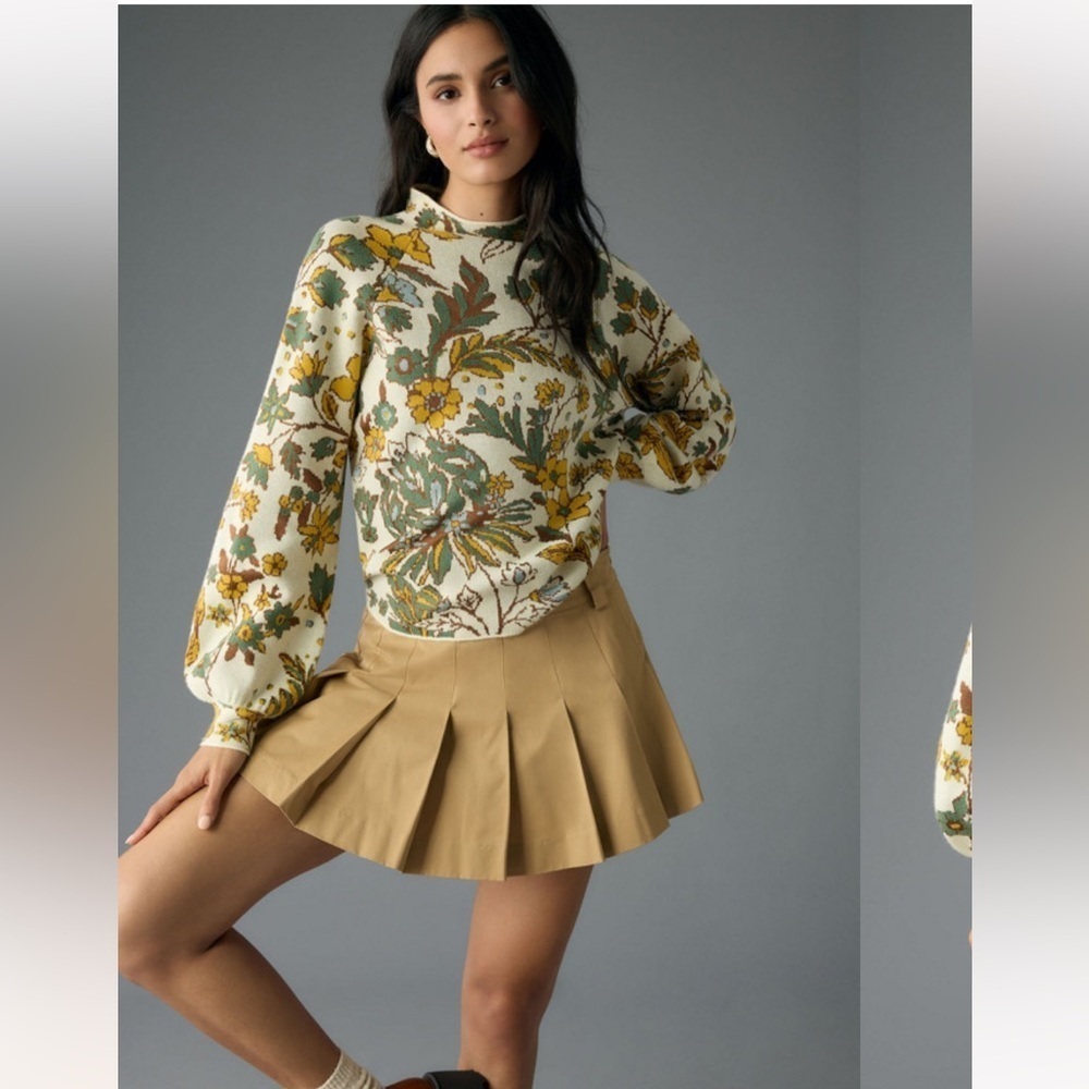 Anthropologie Beatriz Mock-Neck Printed Sweater Size XL NWT